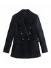Tangada Women Black Buttons Blazer Female Long Sleeve Elegant Jacket Ladies Work Wear Blazer Formal Suits 4M273