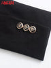 Tangada Women Black Buttons Blazer Female Long Sleeve Elegant Jacket Ladies Work Wear Blazer Formal Suits 4M273