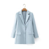 Tangada Women Blue Blazer Coat Vintage Notched Collar Pocket 2022 Female Casual Chic Tops DA09