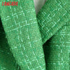 Tangada Women Double Breasted Green Tweed Blazer Coat Vintage Long Sleeve Office Lady Outerwear BE611