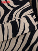 Tangada Women Double Breasted Zebra Print Suit Blazer Coat Vintage Long Sleeve Flap Pockets Female Outerwear BE174