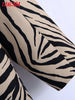 Tangada Women Double Breasted Zebra Print Suit Blazer Coat Vintage Long Sleeve Flap Pockets Female Outerwear BE174