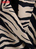 Tangada Women Double Breasted Zebra Print Suit Blazer Coat Vintage Long Sleeve Flap Pockets Female Outerwear BE174
