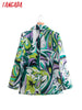 Tangada Women Flower Print Blazer Female Long Sleeve Elegant Jacket Ladies Work Wear Blazer Formal Suit 8Y8