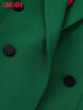 Tangada Women Green Double Breasted Buttoned Green Blazer Coat Vintage Long Sleeve Welt Pockets Female Suit BE525