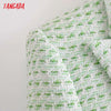 Tangada Women Green Tweed Blazer Coat Vintage Notched Collar Pocket 2022 Female Casual Chic Tops 3H408