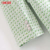 Tangada Women Green Tweed Blazer Coat Vintage Notched Collar Pocket 2022 Female Casual Chic Tops 3H408