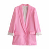Tangada Women Solid Cotton Linen Blazer Coat Vintage Notched Collar Pocket 2022 Female Casual Chic Tops 3H115