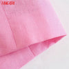 Tangada Women Solid Cotton Linen Blazer Coat Vintage Notched Collar Pocket 2022 Female Casual Chic Tops 3H115