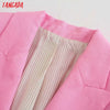 Tangada Women Solid Cotton Linen Blazer Coat Vintage Notched Collar Pocket 2022 Female Casual Chic Tops 3H115