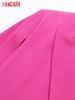 Tangada Women Solid Hotpink Cape Blazer Coat Vintage Notched Collar Pocket 2023 Female Casual Chic Tops 3H148