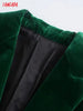 Tangada Women Solid Velvet Blazer Coat Vintage Notched Collar Pocket 2023 Female Casual Chic Tops 3H820