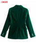 Tangada Women Solid Velvet Blazer Coat Vintage Notched Collar Pocket 2023 Female Casual Chic Tops 3H820