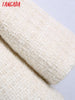 Tangada Women Vintage White Tweed Blazer Female Long Sleeve Elegant Jacket Ladies Blazer Suits BE264