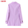 Tangada women purple blazer long sleeve korea style female blazer office ladies  autumn outwear SL404