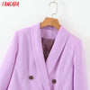 Tangada women purple blazer long sleeve korea style female blazer office ladies  autumn outwear SL404