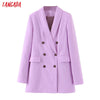 Tangada women purple blazer long sleeve korea style female blazer office ladies  autumn outwear SL404