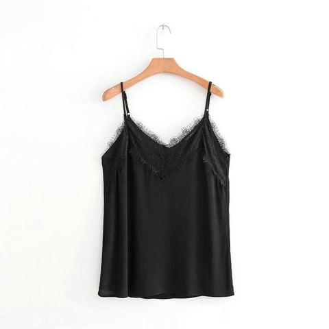 women camisole tank top lace black sleeveless shirt summer 2022 cami sleeping top female womens clothing 90's QJ72