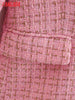 Tangada women vintage Tweed blazer Double Breasted female long sleeve elegant jacket ladies blazer suits 2J07