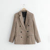 Tangada women vintage plaid blazer female long sleeve elegant jacket ladies work wear blazer formal suits QJ76