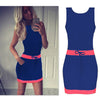 Tank Dress Patchwork Summer Bodycon Dress Sexy Casual Sleeveless Slim Lace Up Bow Bandage Candy Color Dresses Robes 2022