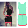 Tank Dress Patchwork Summer Bodycon Dress Sexy Casual Sleeveless Slim Lace Up Bow Bandage Candy Color Dresses Robes 2022