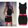 Tank Dress Patchwork Summer Bodycon Dress Sexy Casual Sleeveless Slim Lace Up Bow Bandage Candy Color Dresses Robes 2022