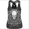 Tank Top Women Sleeveless Skull 3d Printed Tees Satin Top Fitness Casual Workout Tops Sexy Breathable Summer Vest Black Cami