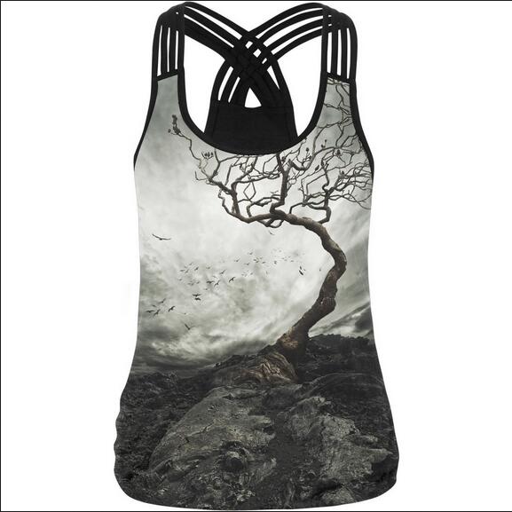 Tank Top Women Sleeveless Skull 3d Printed Tees Satin Top Fitness Casual Workout Tops Sexy Breathable Summer Vest Black Cami