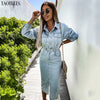 Taotrees Women Denim Dress Spring Autumn Cowboy lining Long package hip Sexy Female Jeans Dresses