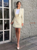 Taruxy Elegant Suit For Women Blazer Sets With Skirt 2 Piece Set Feather Long Sleeve Blazer Mini Skirts 2023 Autumn Matching Set