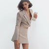 Tassel Diamond Blazer Skirt Suits Two Piece Set Women Solid Colors Single Breasted Short Blazer Casual Mini Skirts Set