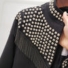 Tassel Rivet Short Coat Women's 2022 Spring and Autumn Korean Ins Versatile Suit  Full Sleeve Black Coat of Women