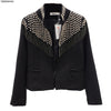 Tassel Rivet Short Coat Women's 2022 Spring and Autumn Korean Ins Versatile Suit  Full Sleeve Black Coat of Women