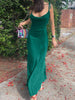 Tawnie 2023 Summer Backless Chain Satin Maxi Dress Women Sexy Elegant Strap Sleeveless Green Y2K Off Shoulder Bodycon Dresses