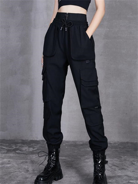 Techwear Cargo Pants Women Fsahion Oversize Trousers High Waist Streetwear Slim Fit All-match Black Female Tomboy Sweatpants