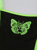 Techwear Cyber Gothic Aesthetic T Shirts 2 Piece Sets Butterfly Print Patchwork Women Punk Camis Fishnet Buckle Crop Shrug Tops