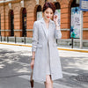 Temperament  Women's Jacket Skirt Two-piece Suit Winter Elegant Long Plaid Ladies Jacket Slim-fit Skirt Female