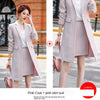 Temperament  Women's Jacket Skirt Two-piece Suit Winter Elegant Long Plaid Ladies Jacket Slim-fit Skirt Female