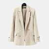 Temperament Korean Style Casual Women Elegant Long Sleeve Double Breasted Blazer Suits Solid Office Ladies Formal Blazer