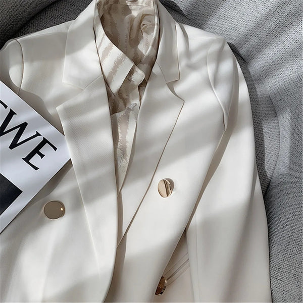 Temperament Slim White Blazers Women 2023 Spring Autumn Design Blazer Suits Office Lady  Small Suit Tops Long Sleeve