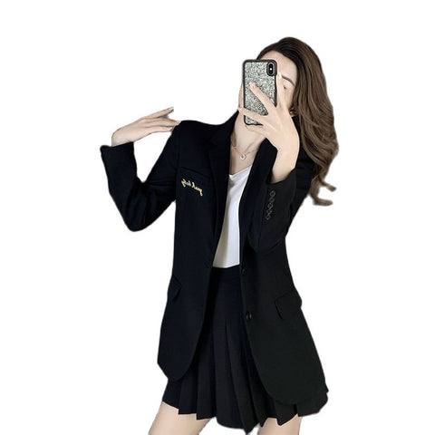 Temperament Small Suit Jacket Women 2023 Spring Autumn Suits All-Match Slim Fit Thin Black Fried Street Blazer Female Trend