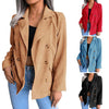 Temperament Versatile Office Lady Double Breasted Suit Coat Corduroy Blazer Female Clothing