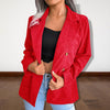 Temperament Versatile Office Lady Double Breasted Suit Coat Corduroy Blazer Female Clothing