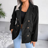 Temperament Versatile Office Lady Double Breasted Suit Coat Corduroy Blazer Female Clothing
