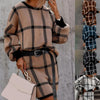 Temperament Women Pullover Skirt  Knitted Streetwear Women Skirt Set  Crew Neck Loose-fitting
