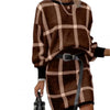 Temperament Women Pullover Skirt  Knitted Streetwear Women Skirt Set  Crew Neck Loose-fitting