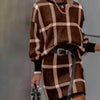 Temperament Women Pullover Skirt  Knitted Streetwear Women Skirt Set  Crew Neck Loose-fitting
