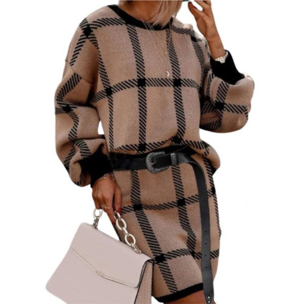 Temperament Women Pullover Skirt  Knitted Streetwear Women Skirt Set  Crew Neck Loose-fitting