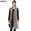 Temperament Women's Long Suit Waistcoat 2023 Spring and Autumn Sleeveless Plaid Ladies Jacket Office Elegant Coat